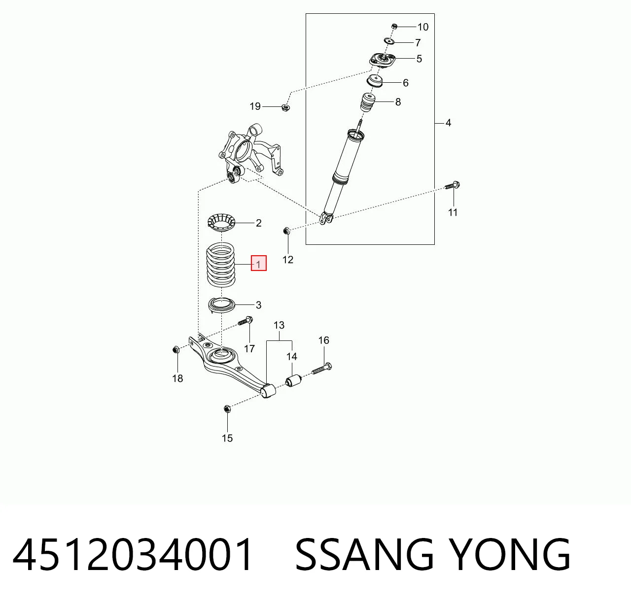 Mola traseira para SsangYong Actyon  
