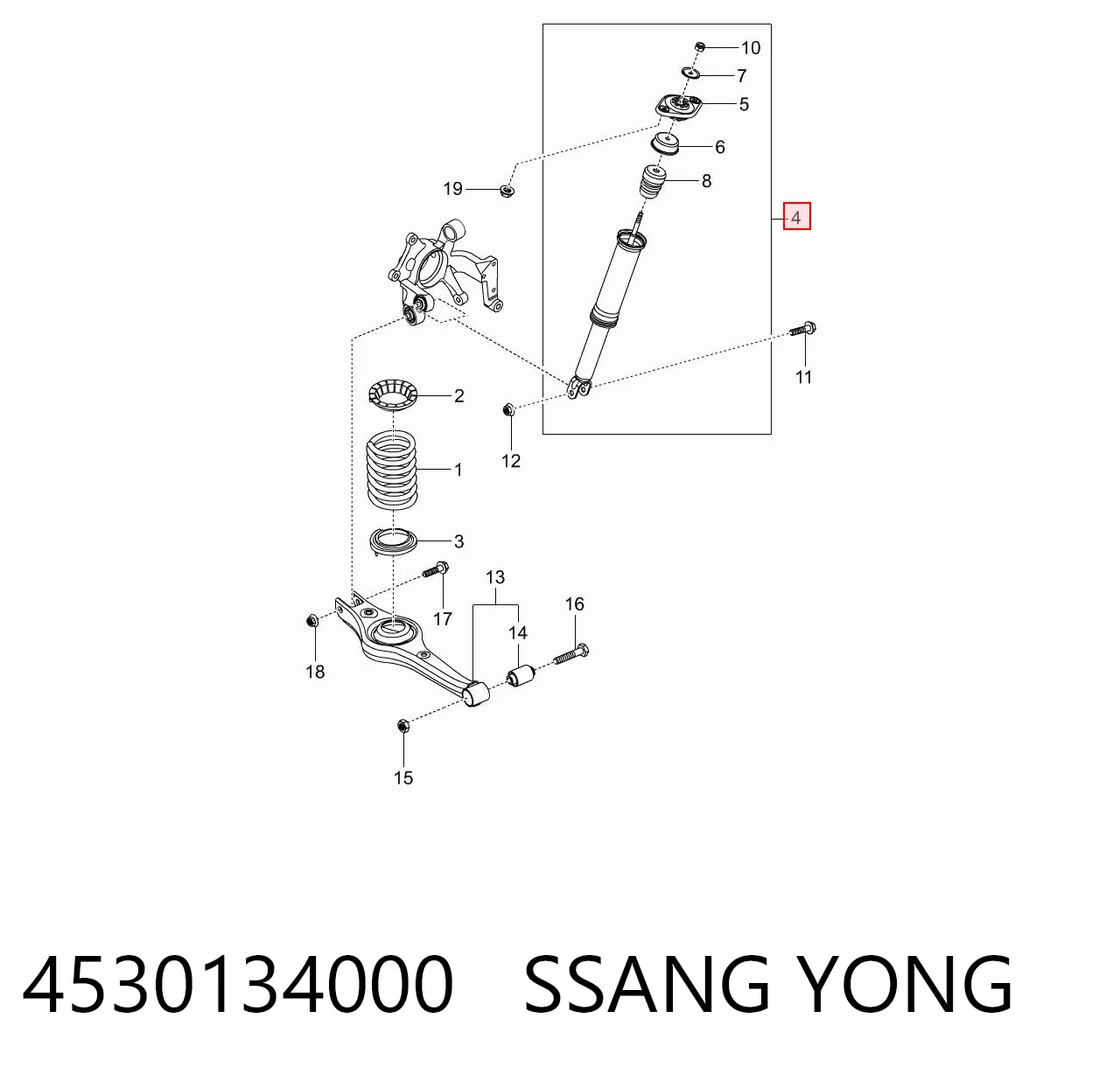 4530134000 Ssang Yong Amortecedor traseiro