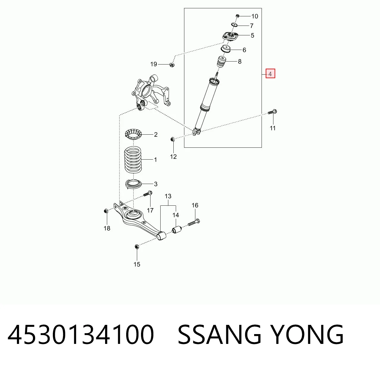 4530134100 Ssang Yong Amortecedor traseiro
