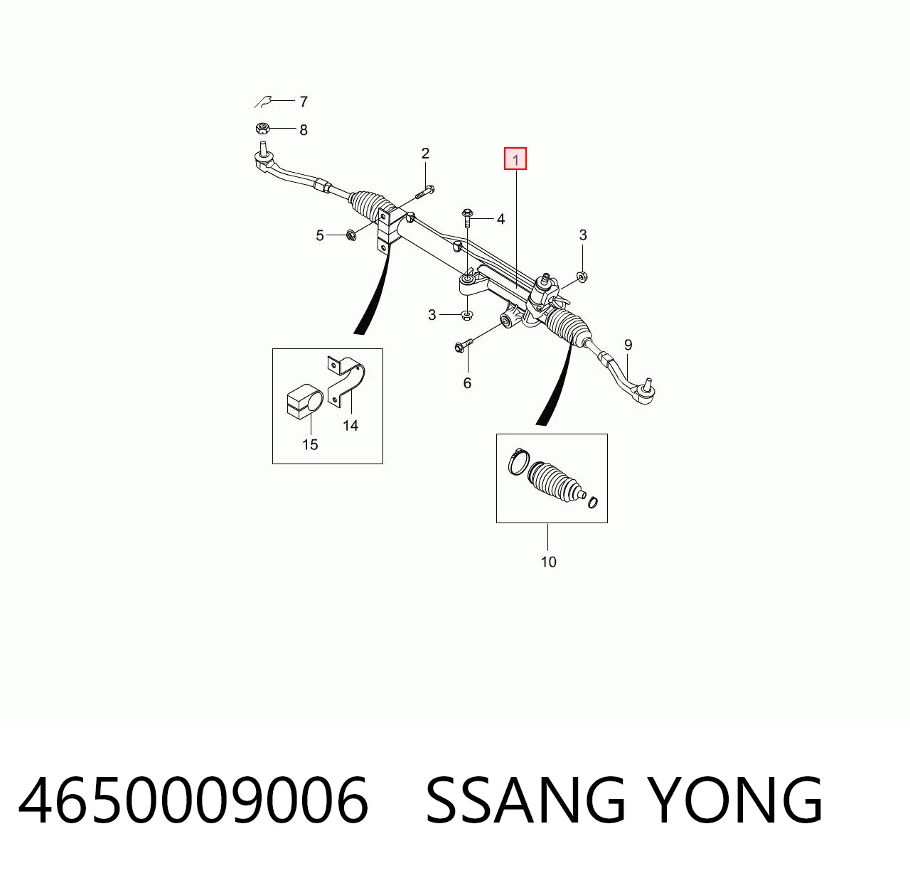 4650009006 Ssang Yong Cremalheira da direção