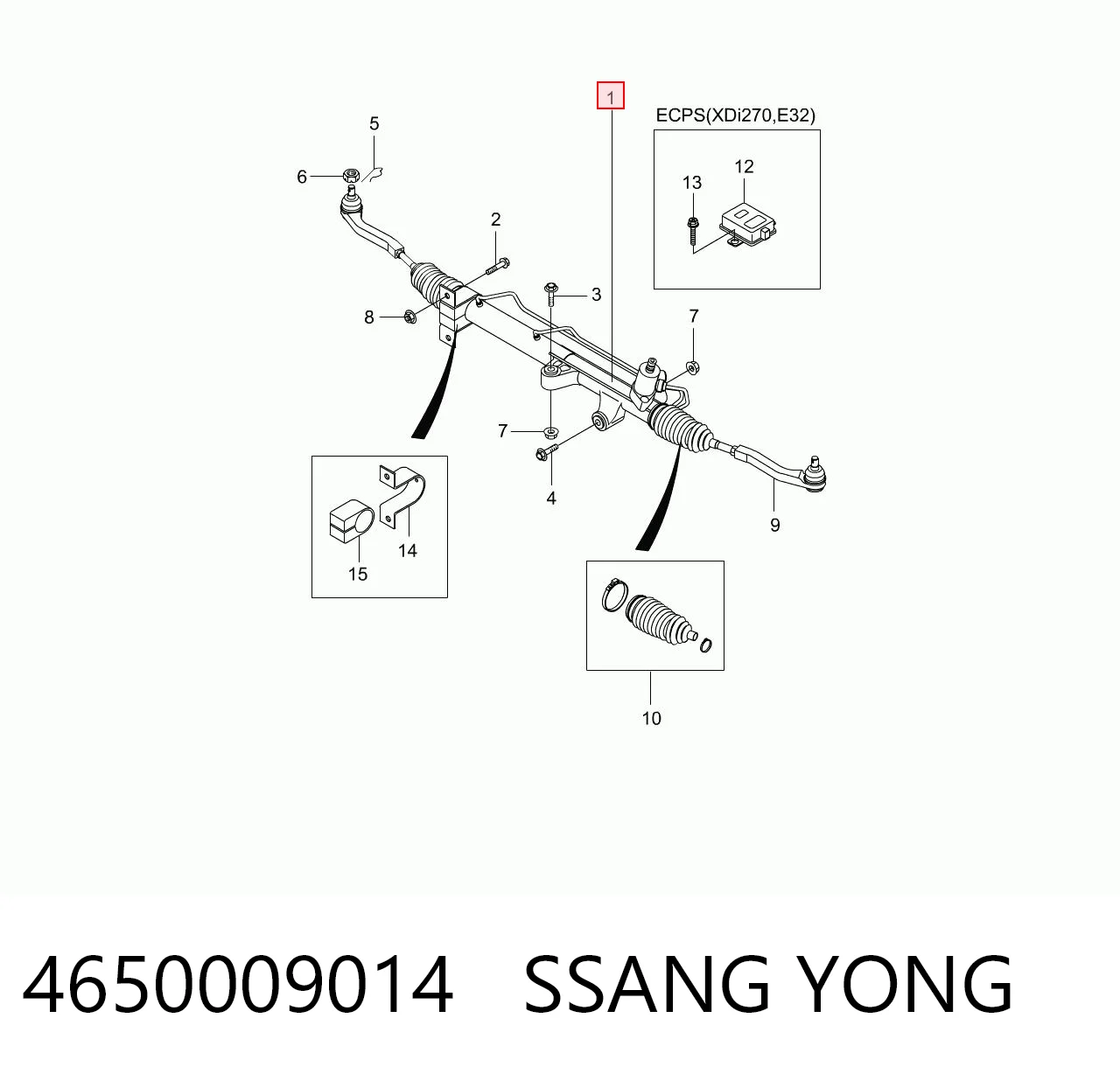 Cremalheira da direção SsangYong Rexton preço, a partir de 322,06 USD