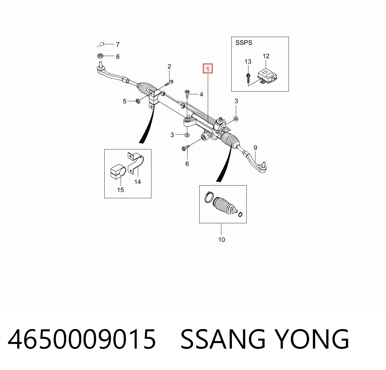 Cremalheira da direção para SsangYong Rexton W I 