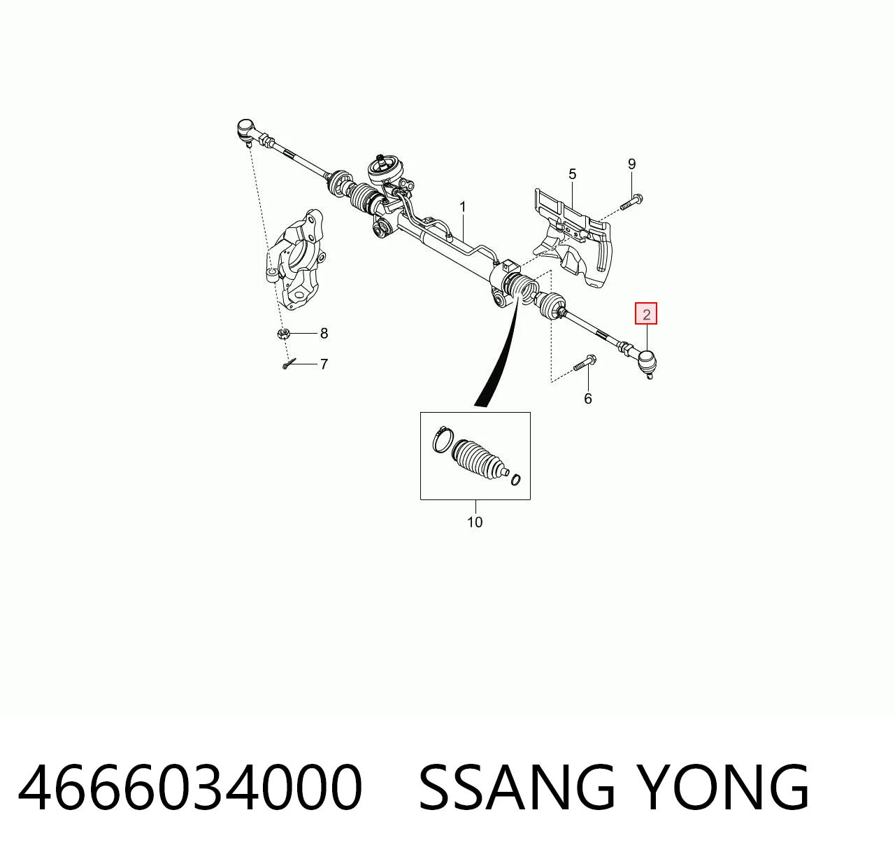 4666034000 Ssang Yong Ponta externa da barra de direção