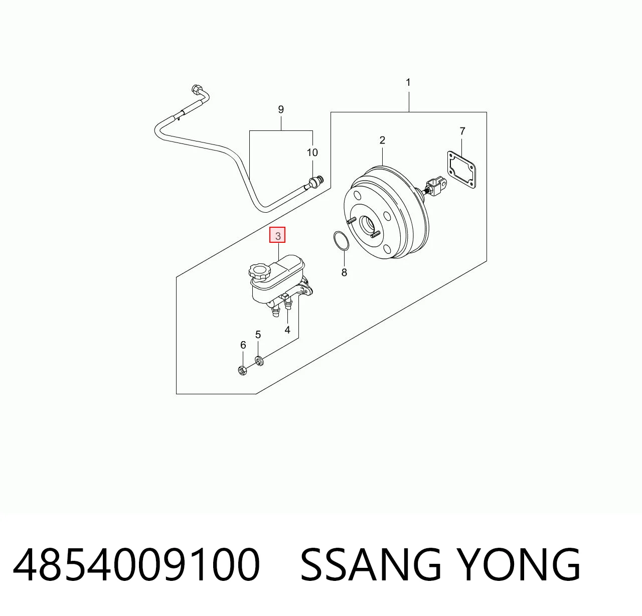 4854009100 Ssang Yong Cilindro mestre do freio