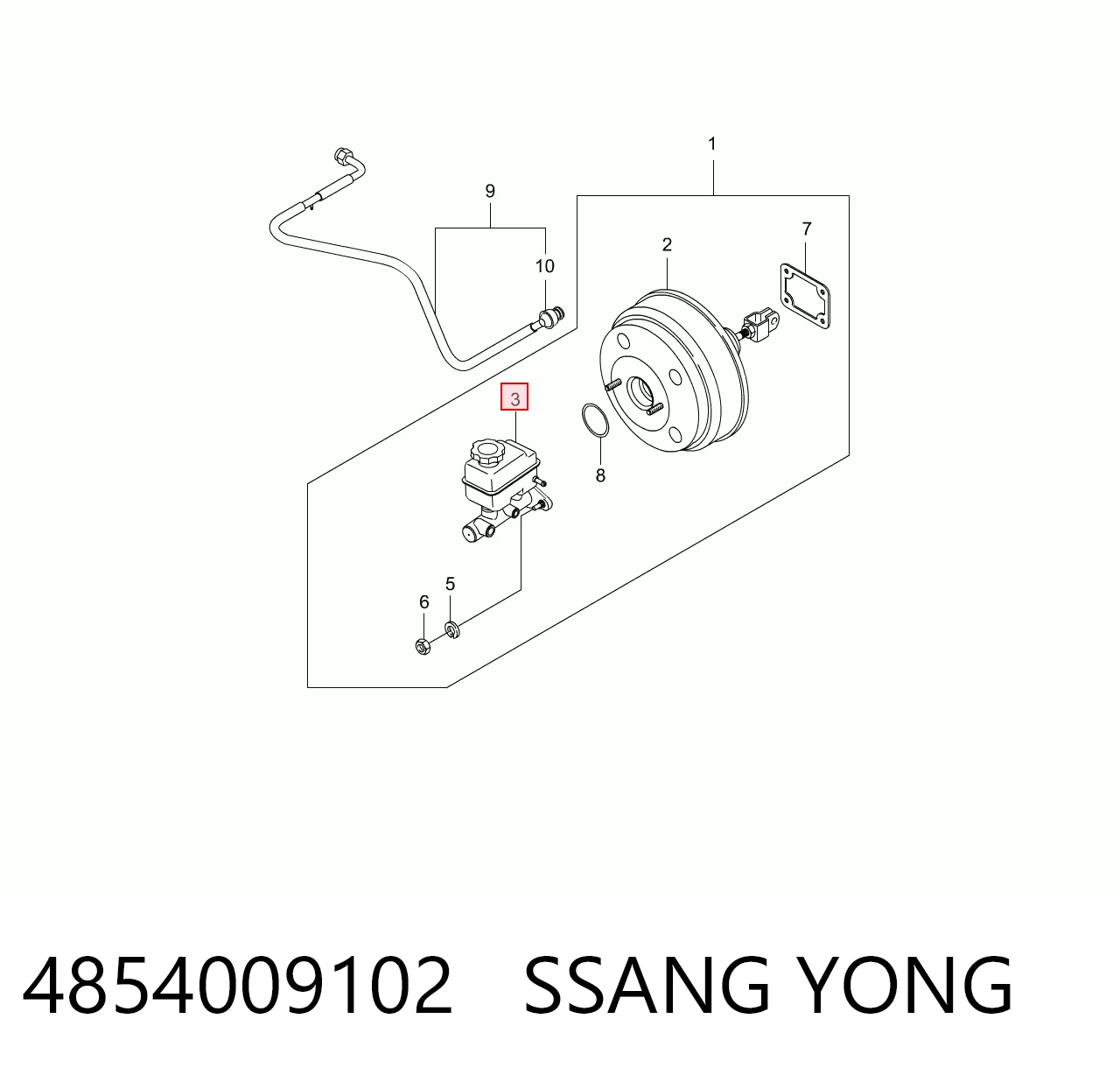 4854009102 Ssang Yong Cilindro mestre do freio