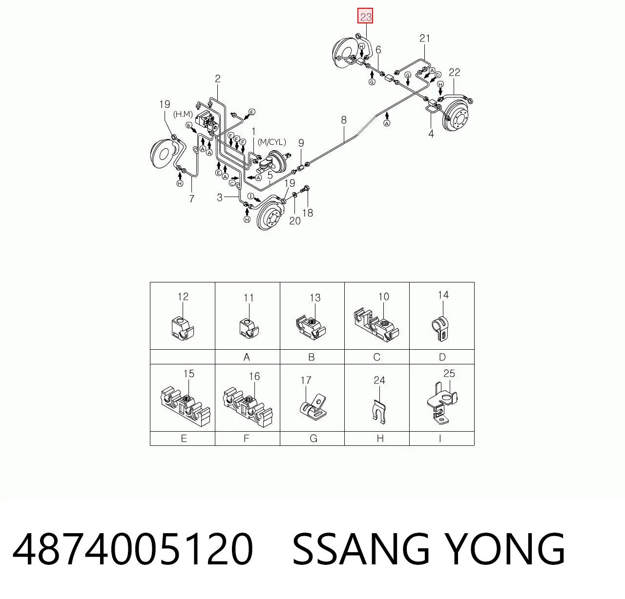4874005120 Ssang Yong Mangueira do freio traseira direita