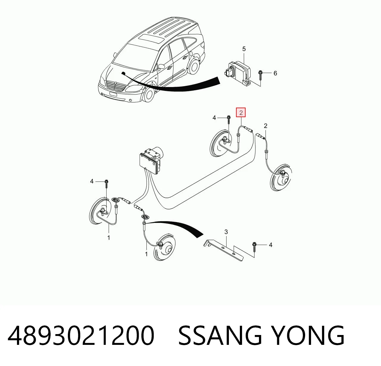 4893021200 Ssang Yong Sensor ABS traseiro esquerdo