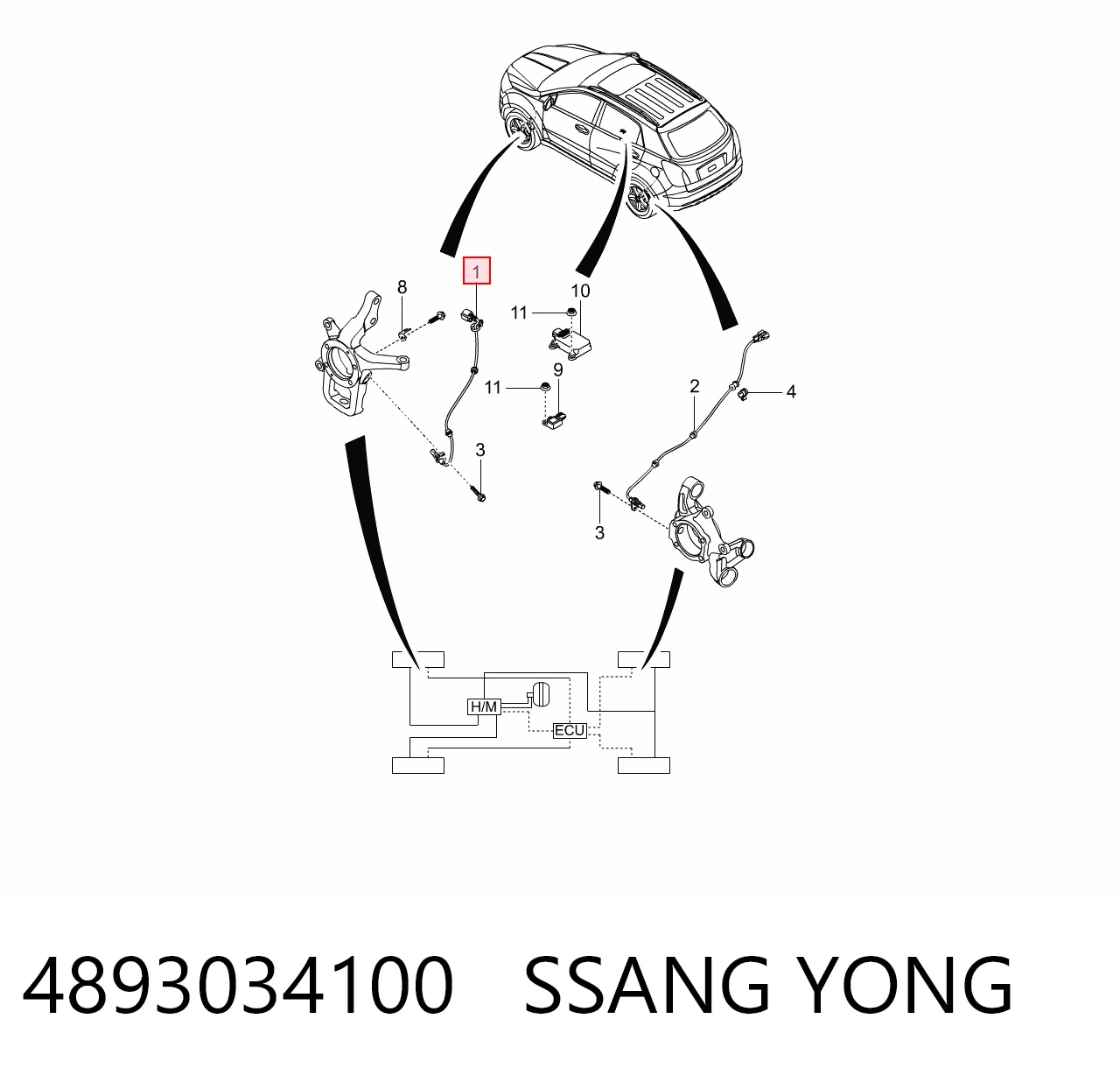Compre Sensor dianteiro de ABS SsangYong Actyon 