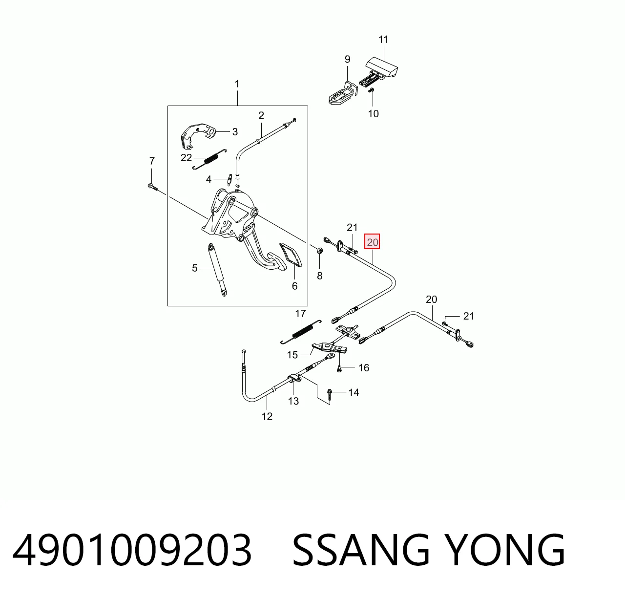 Compre Cabo do freio de estacionamento traseiro esquerdo SsangYong Actyon 