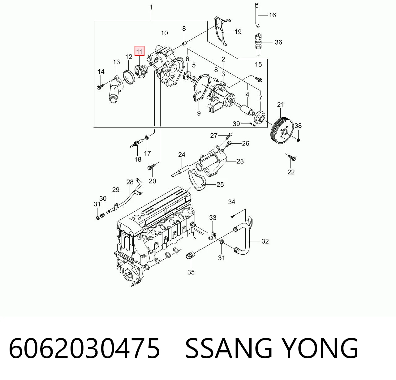 6062030475 Ssang Yong Termostato