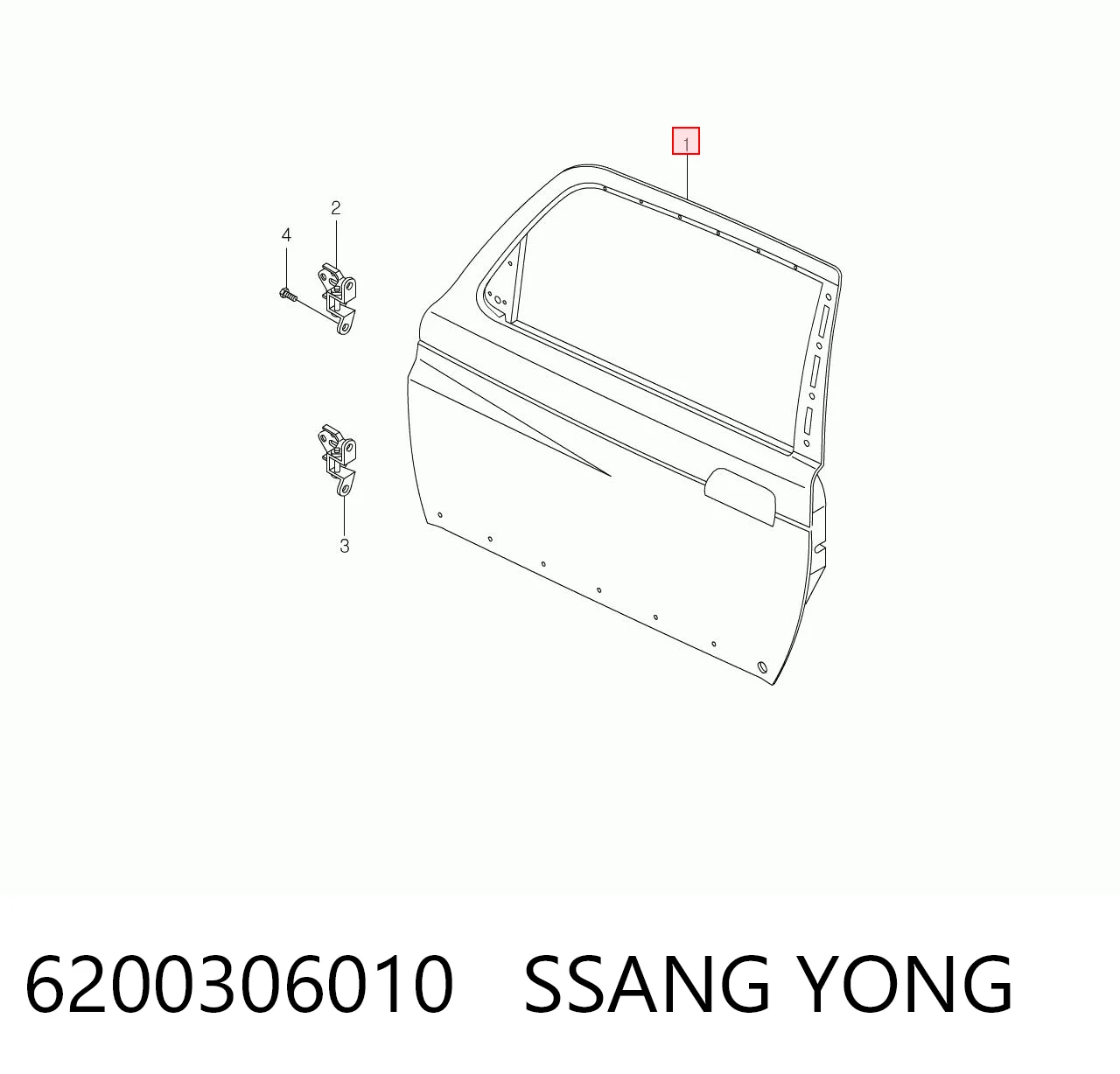 Porta dianteira esquerda para SsangYong Korando  