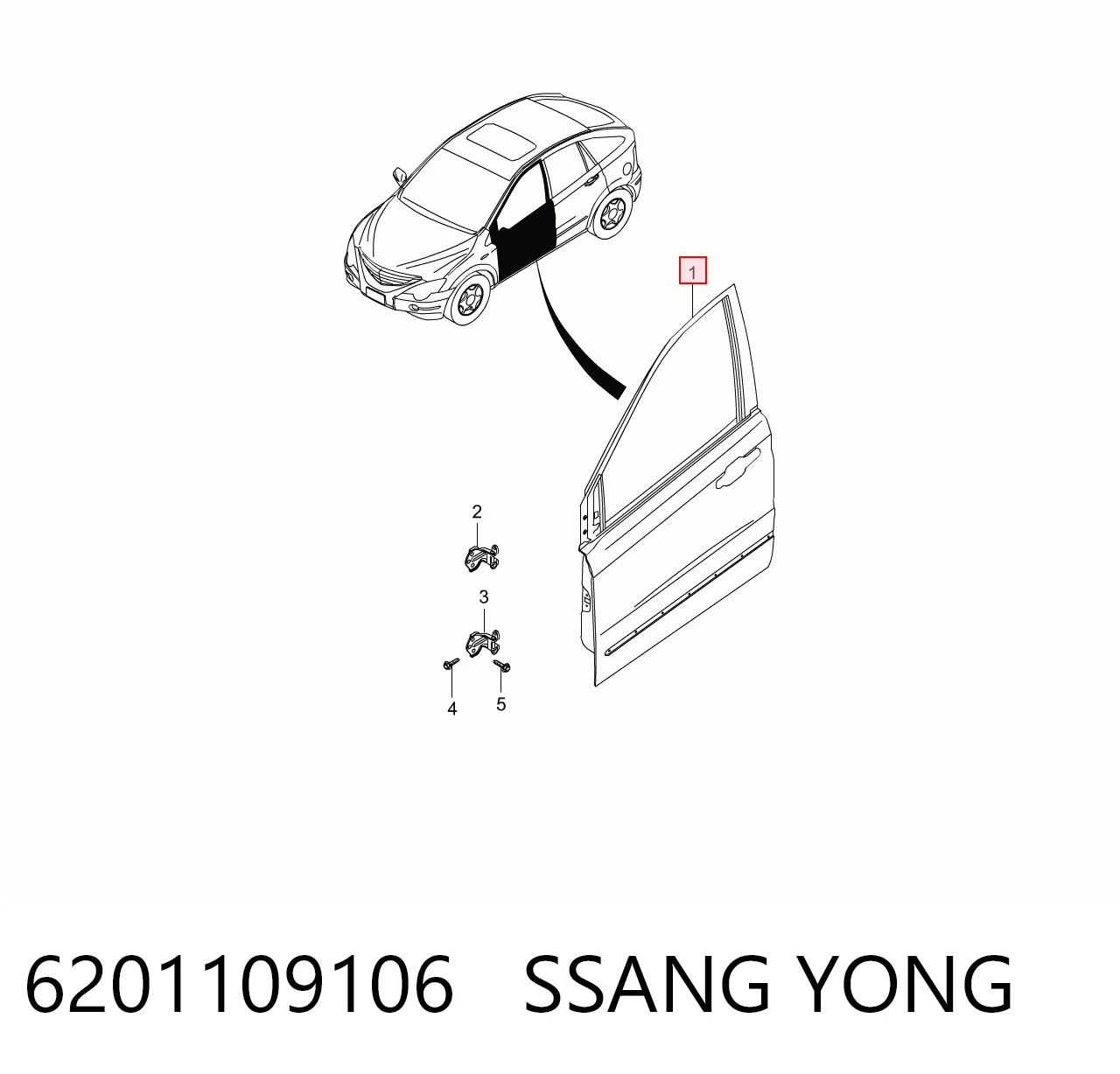 Porta dianteira esquerda para SsangYong Kyron  