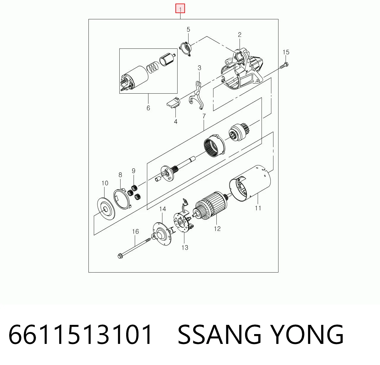 6611513101 Ssang Yong Motor de arranco