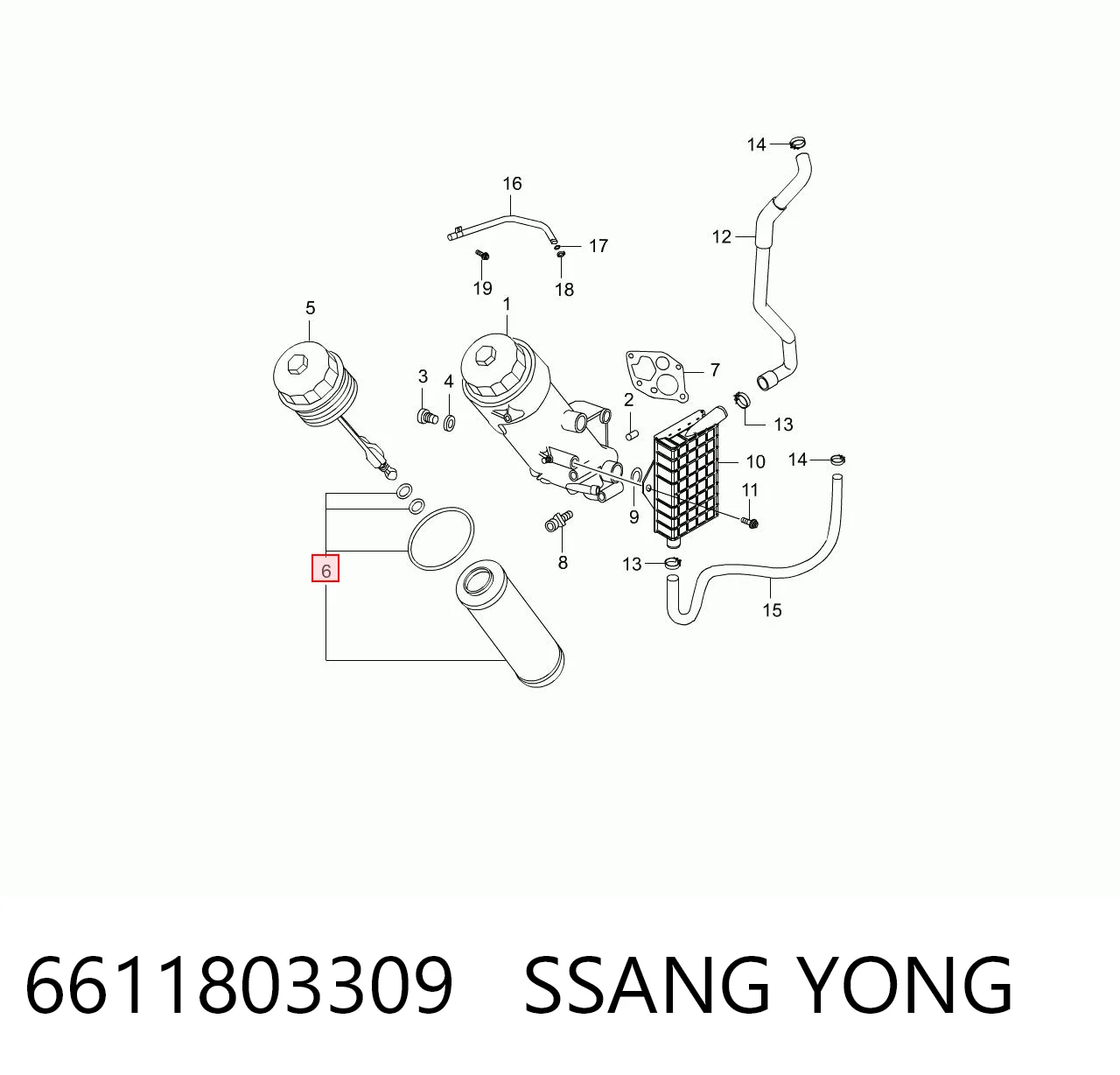 6611803309 Ssang Yong Filtro de óleo