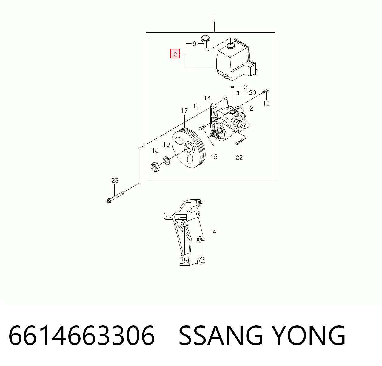 Tanque de bomba da Direção hidrâulica assistida SsangYong Rexton RJ ao melhor preço