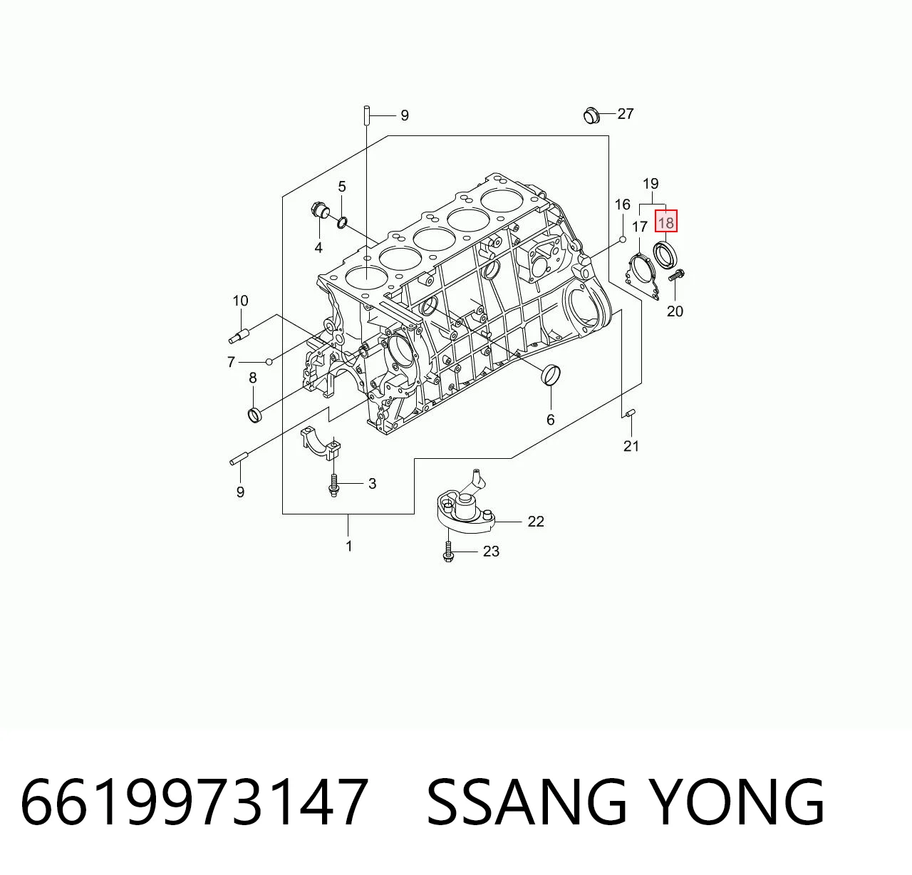 6619973147 VAG Vedação traseira de cambota de motor