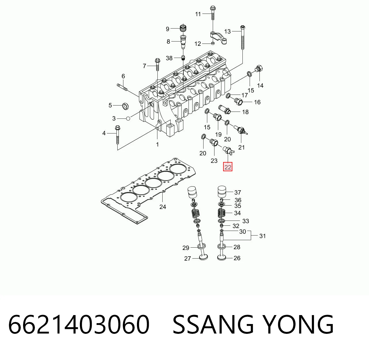 6621403060 Ssang Yong Sensor de temperatura a vácuo