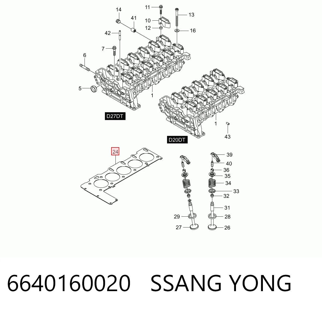 6640160020 Ssang Yong Vedante de cabeça de motor (CBC)
