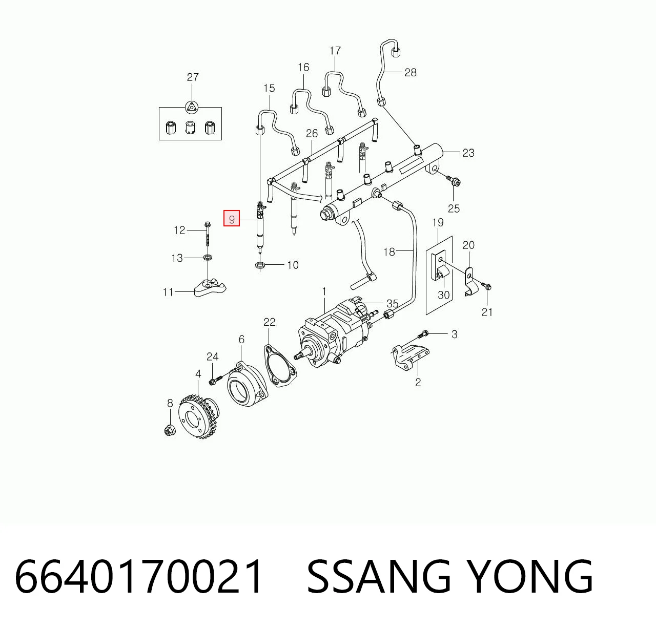 6640170021 Ssang Yong Injetor de injeção de combustível