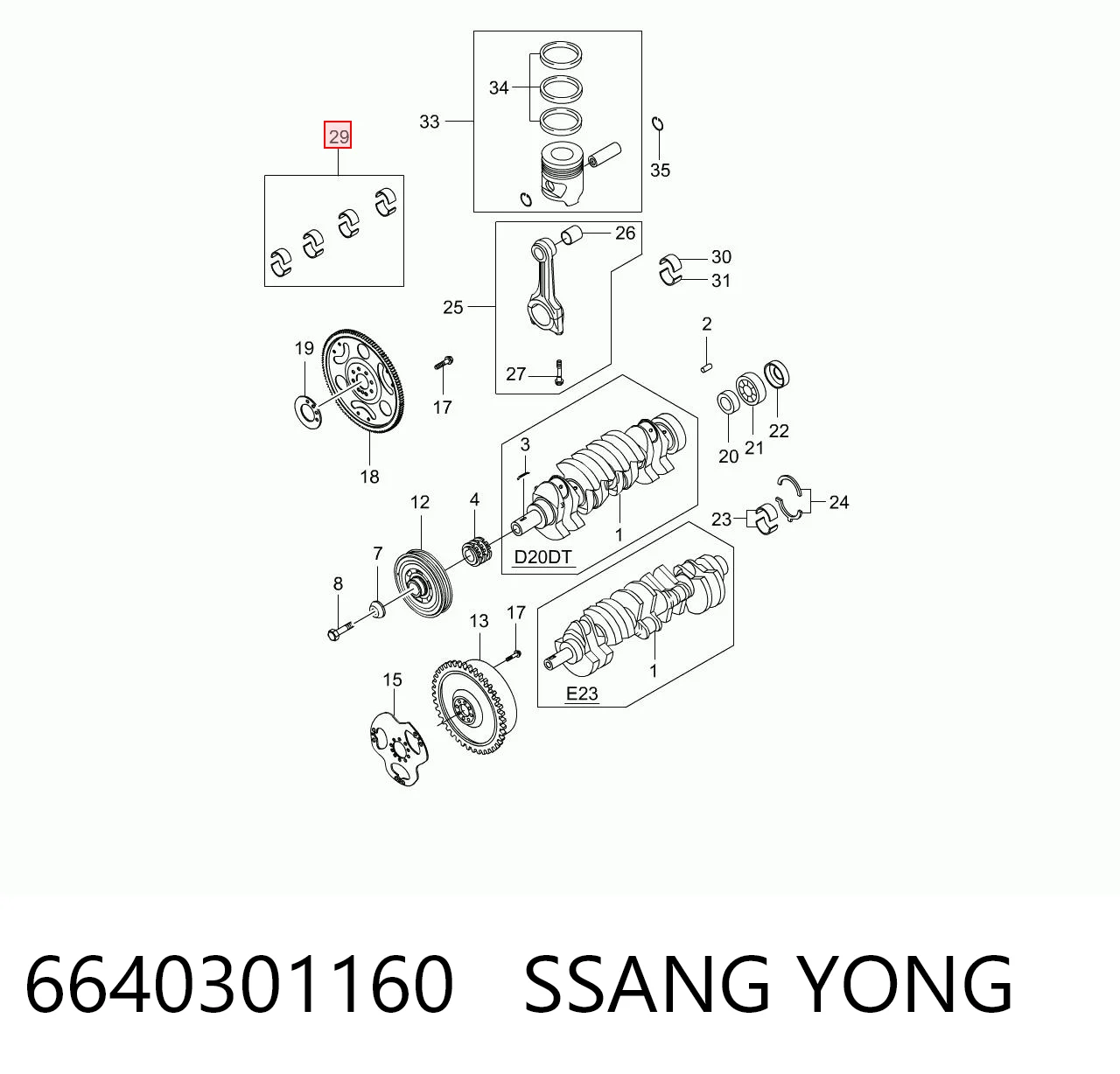 6640301160 Ssang Yong Folhas inseridas de cambota de biela, kit, padrão (STD)
