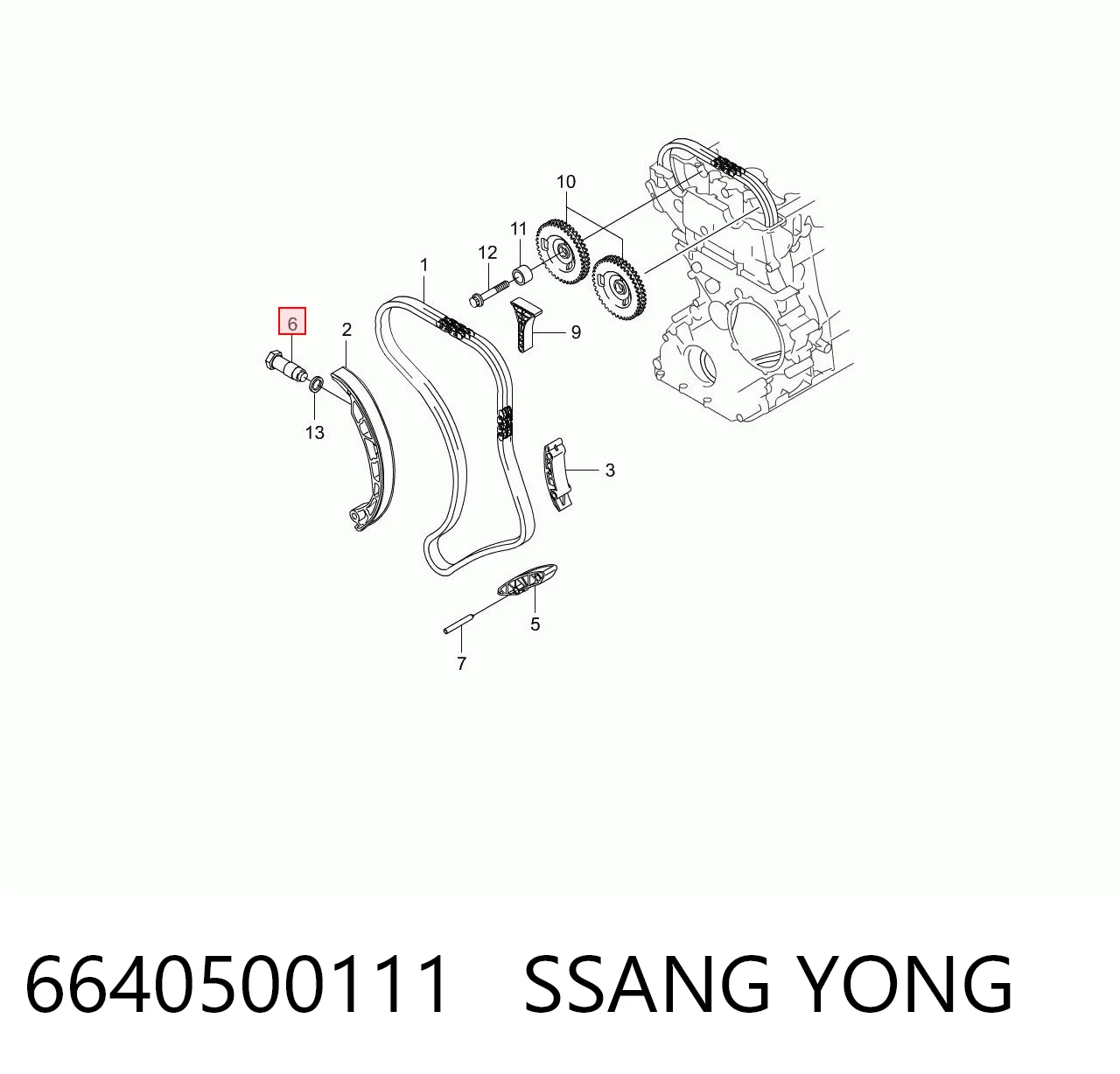6640500111 Ssang Yong Reguladora de tensão da cadeia do mecanismo de distribuição de gás