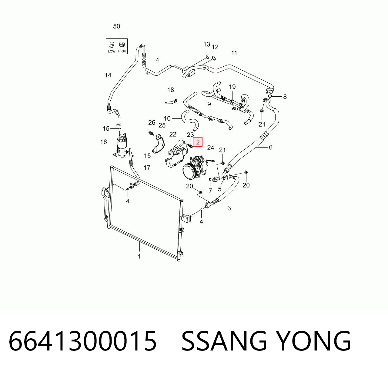 6641300015 Ssang Yong Compressor de aparelho de ar condicionado