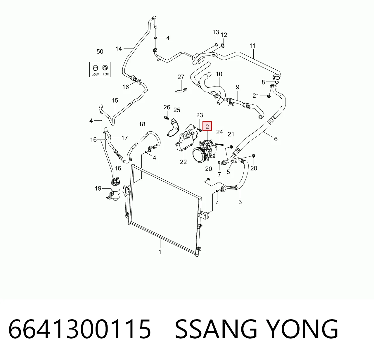 6641300115 Ssang Yong Compressor de aparelho de ar condicionado