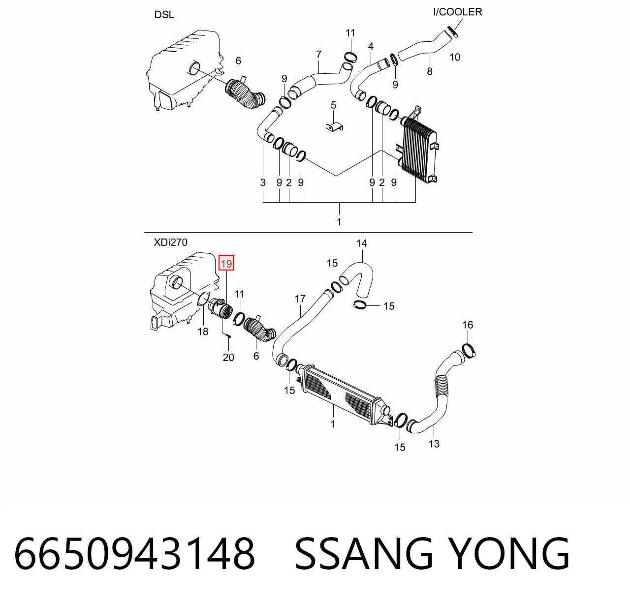 Sensor de fluxo (consumo) de ar, medidor de consumo M.A.F. - (Mass Airflow) SsangYong Kyron  