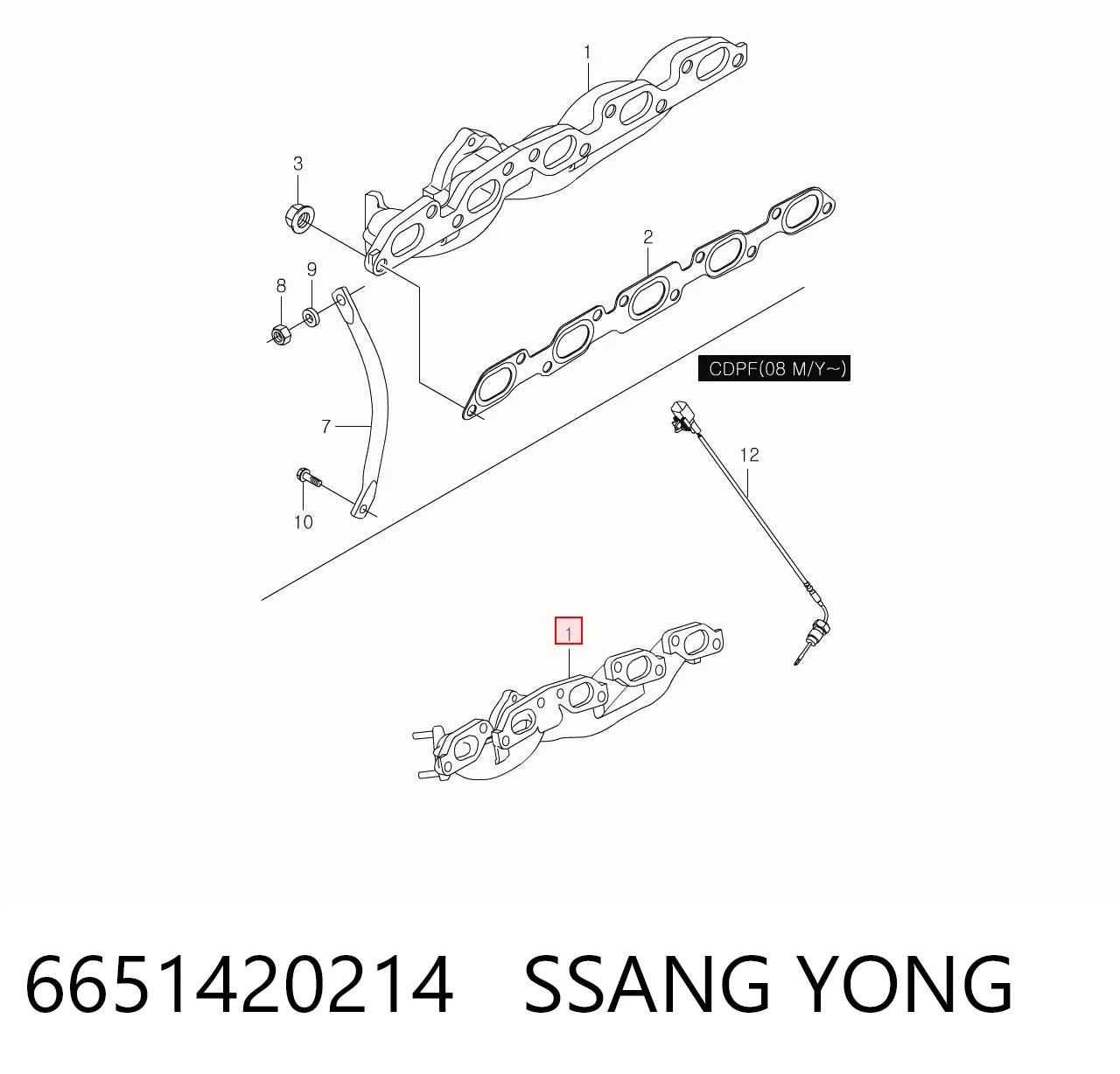 Tubo coletor de escape SsangYong Kyron ao melhor preço