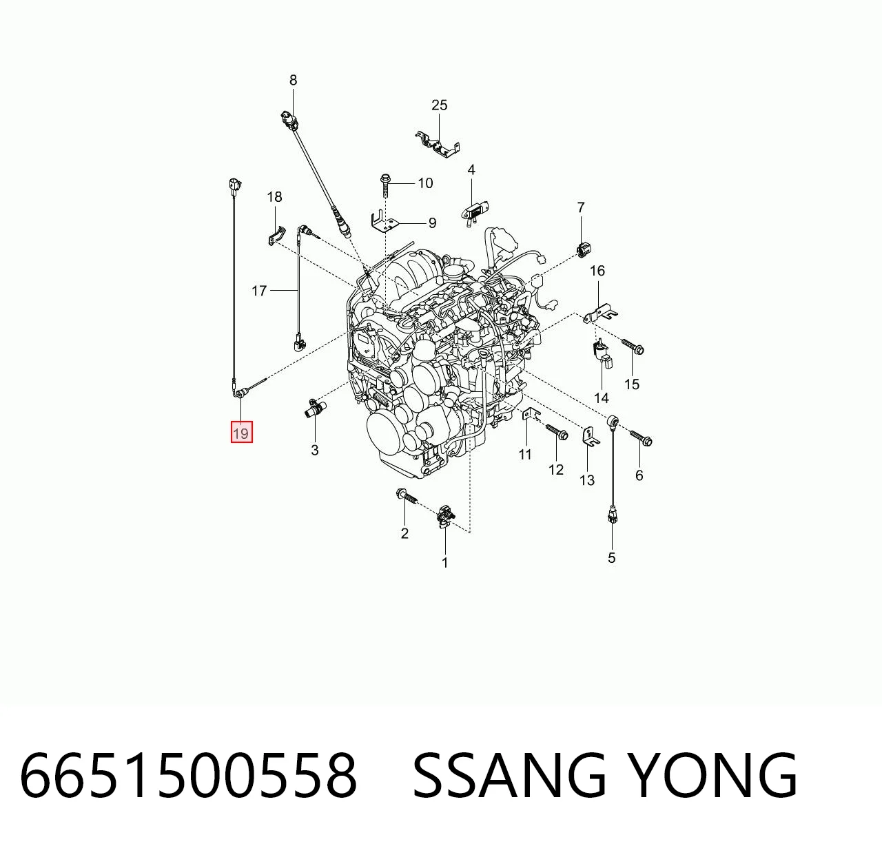 6651500558 Ssang Yong Sensor de pressão dos gases de escape