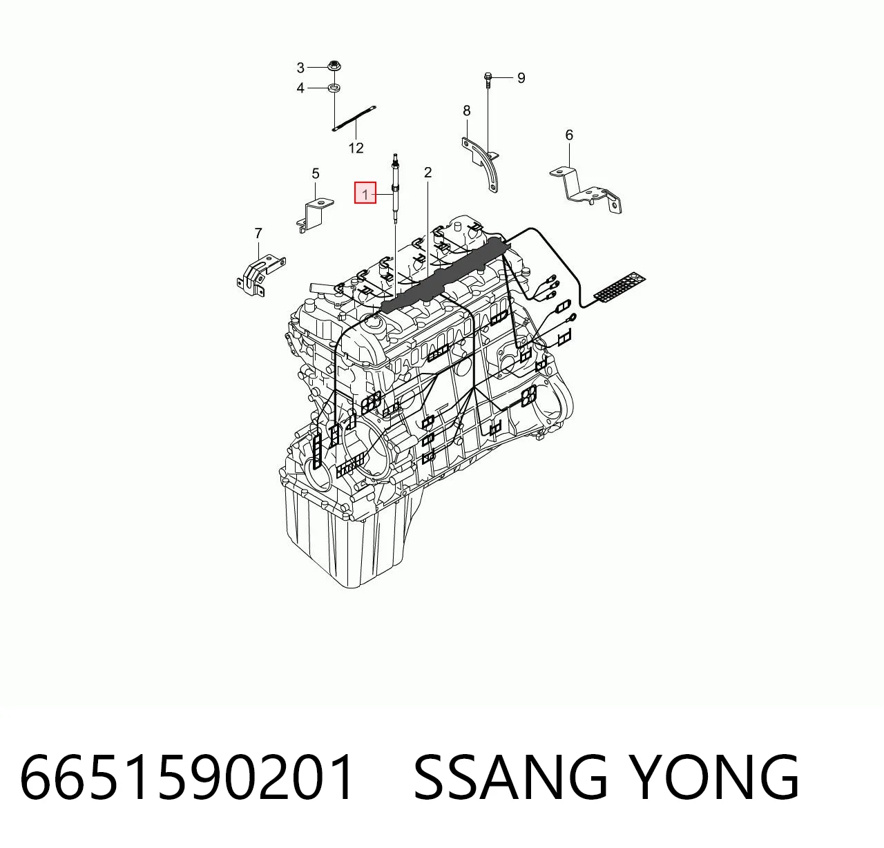 6651590201 Ssang Yong Vela de incandescência