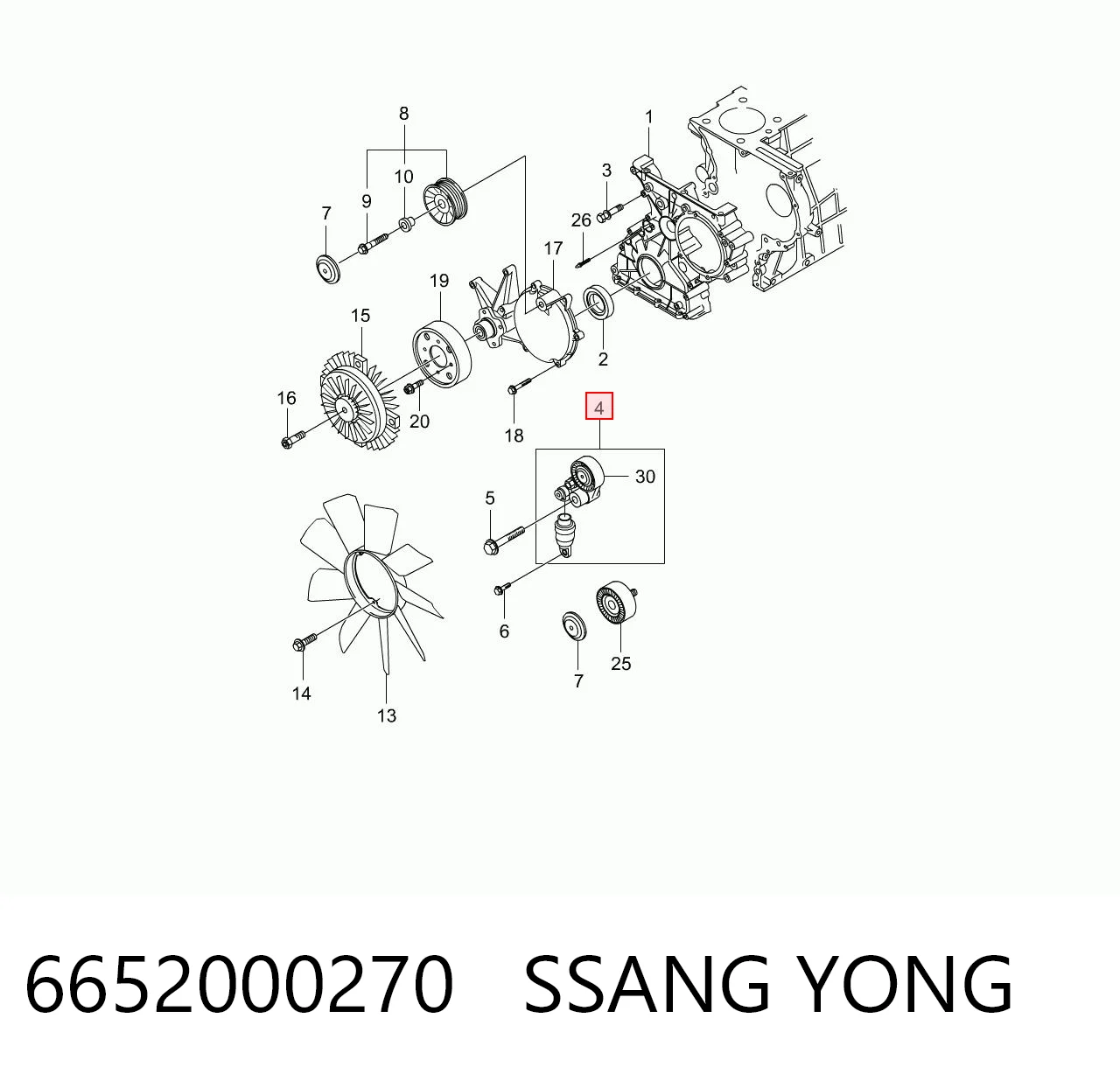 6652000270 Ssang Yong Reguladora de tensão da correia de transmissão