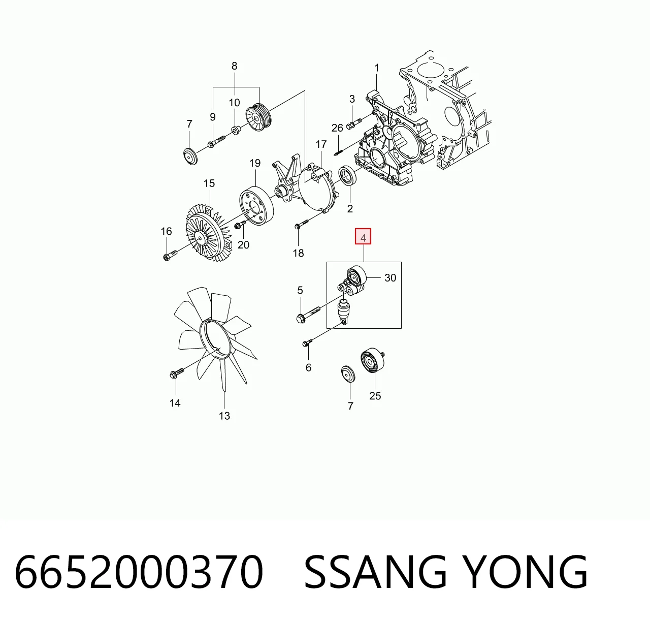 6652000370 Ssang Yong Reguladora de tensão da correia de transmissão