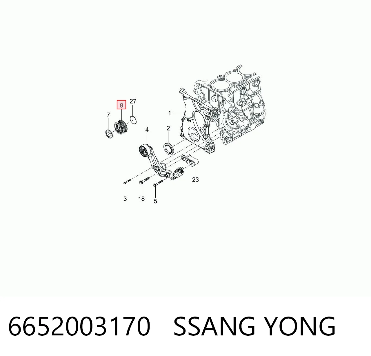 6652003170 Ssang Yong Rolo parasita da correia de transmissão