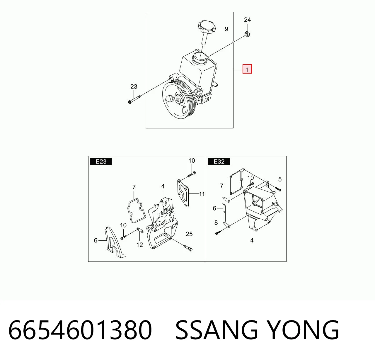 6654601380 Ssang Yong Bomba da Direção hidrâulica assistida