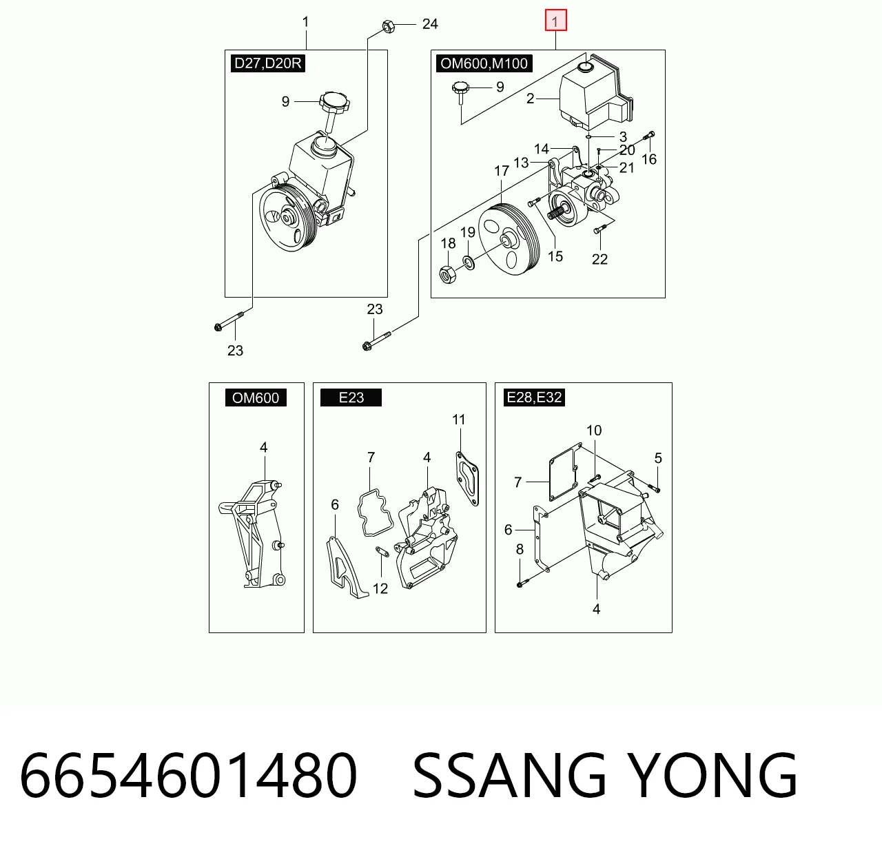 6654601480 Ssang Yong Bomba da Direção hidrâulica assistida
