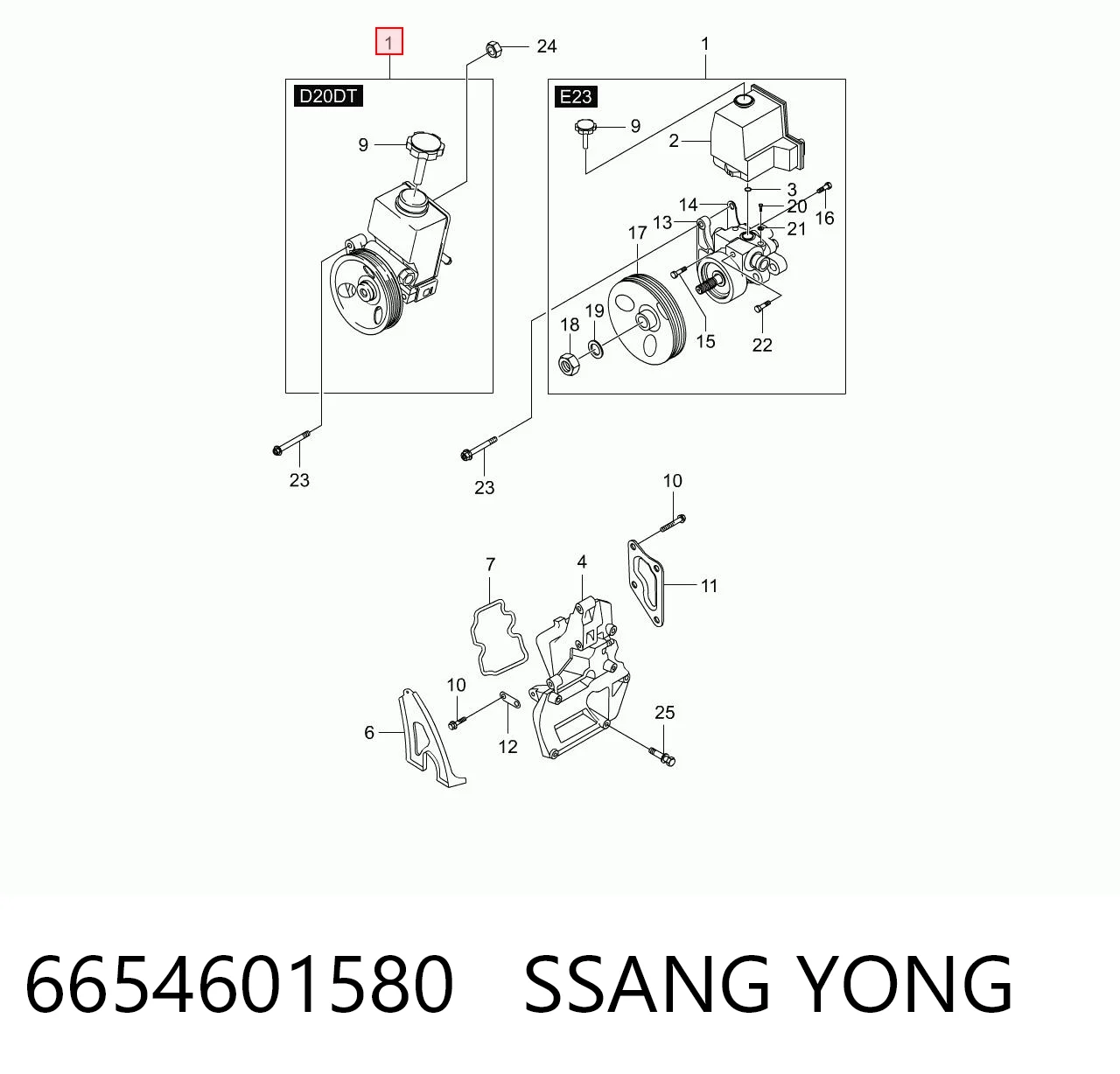 6654601580 Ssang Yong Bomba da Direção hidrâulica assistida