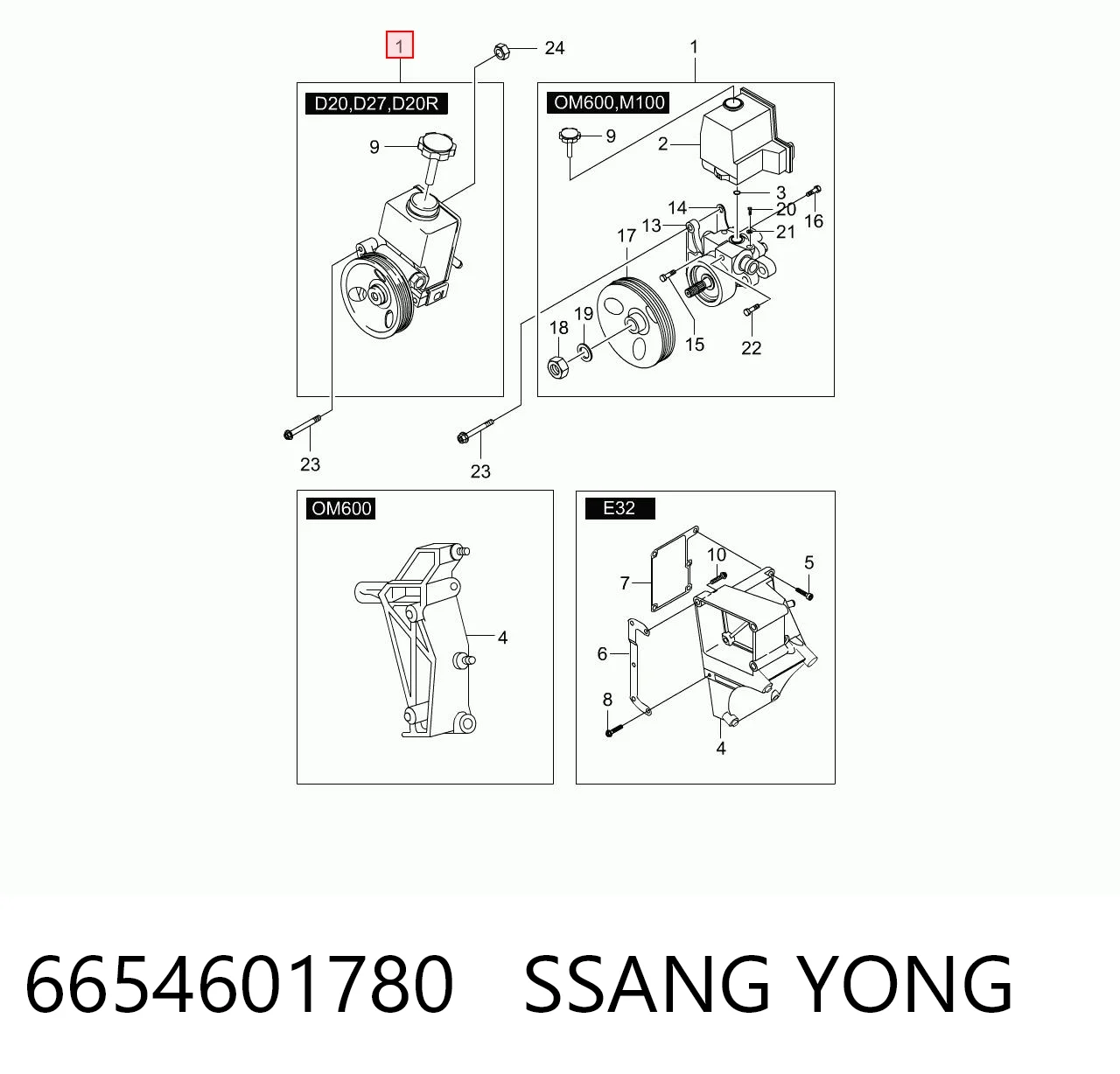 6654601780 Ssang Yong Bomba da Direção hidrâulica assistida