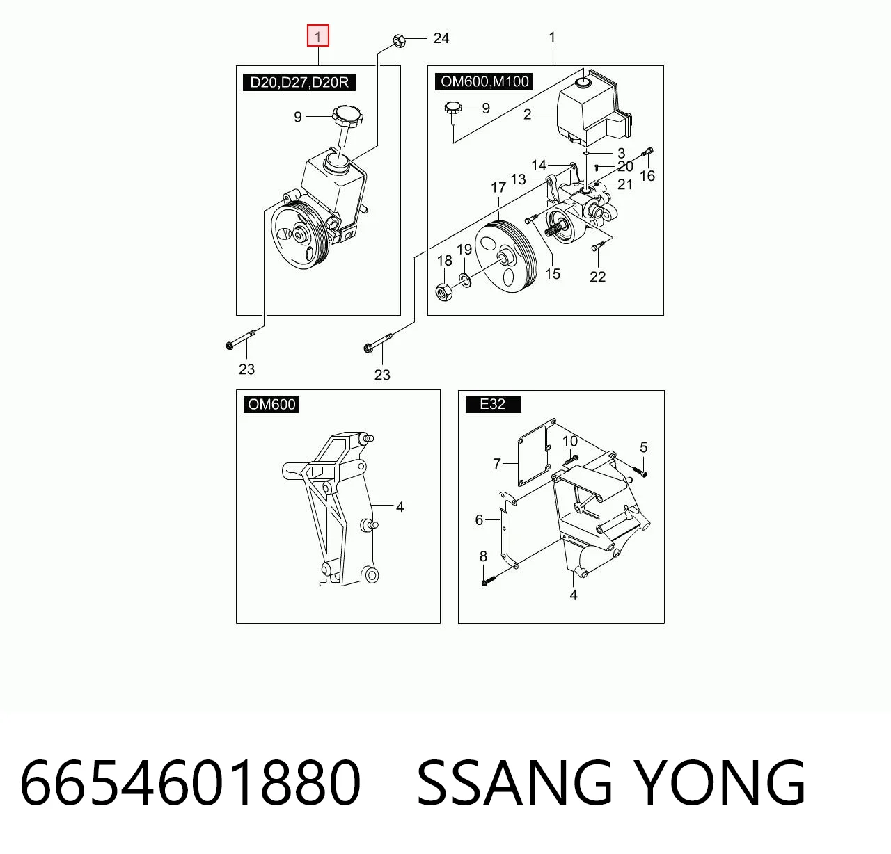6654601880 Ssang Yong Bomba da Direção hidrâulica assistida