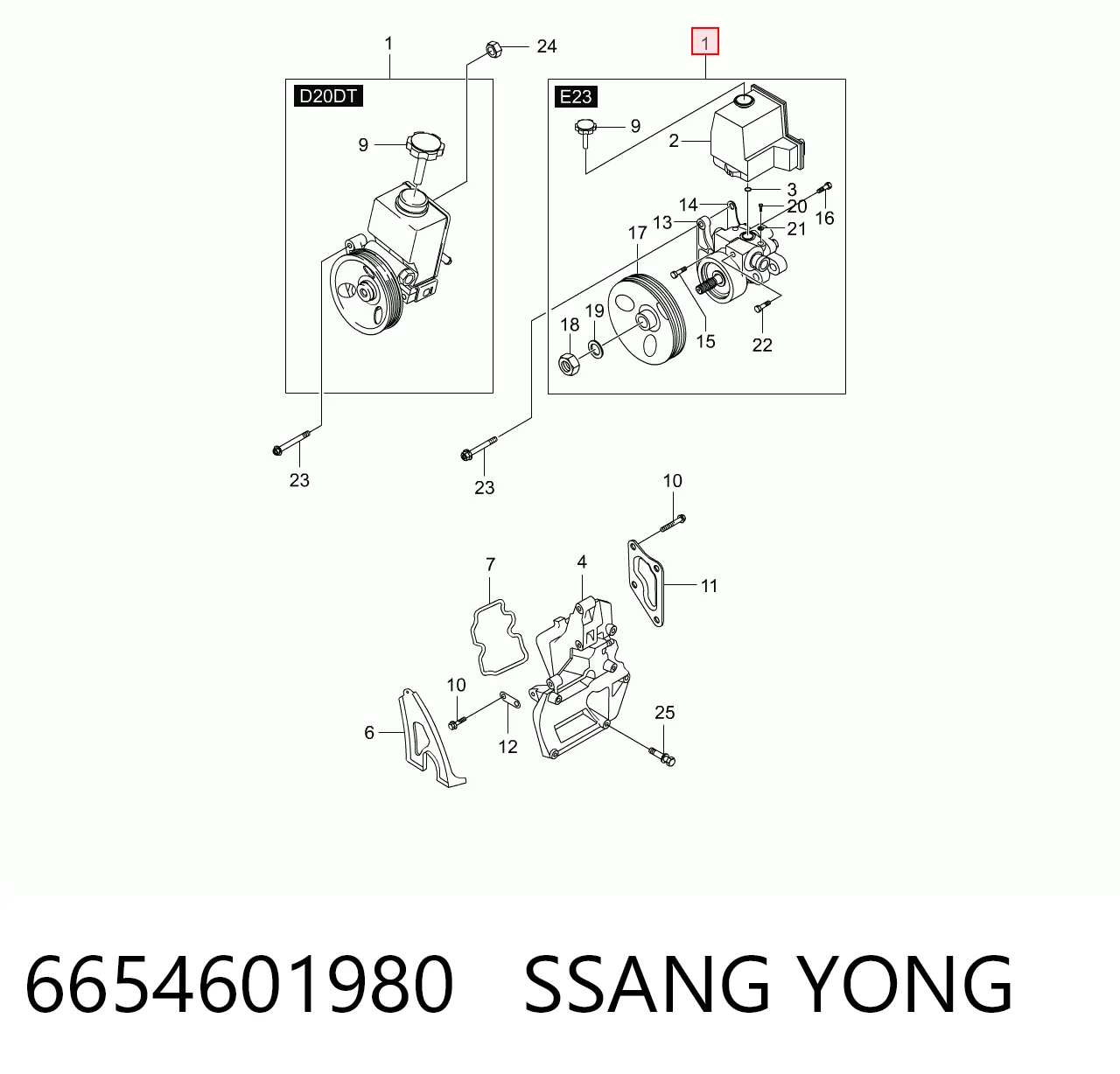 6654601980 Ssang Yong Bomba da Direção hidrâulica assistida