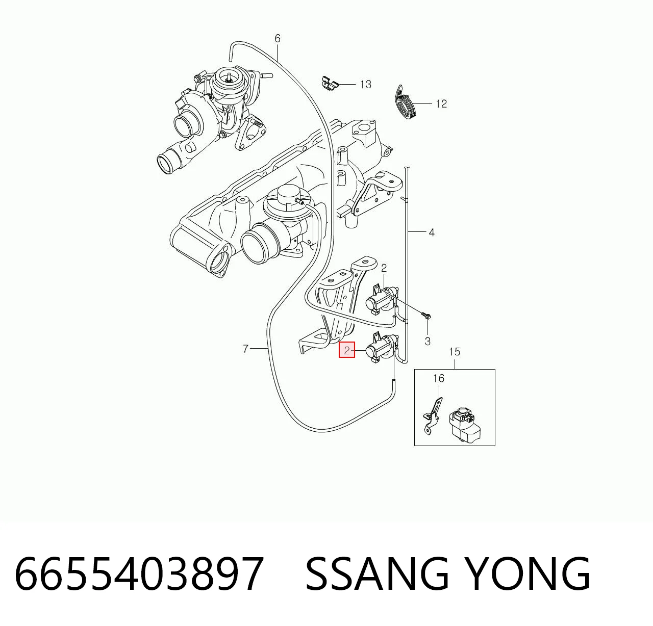 6655403897 Ssang Yong Válvula solenoide de regulação de comporta EGR