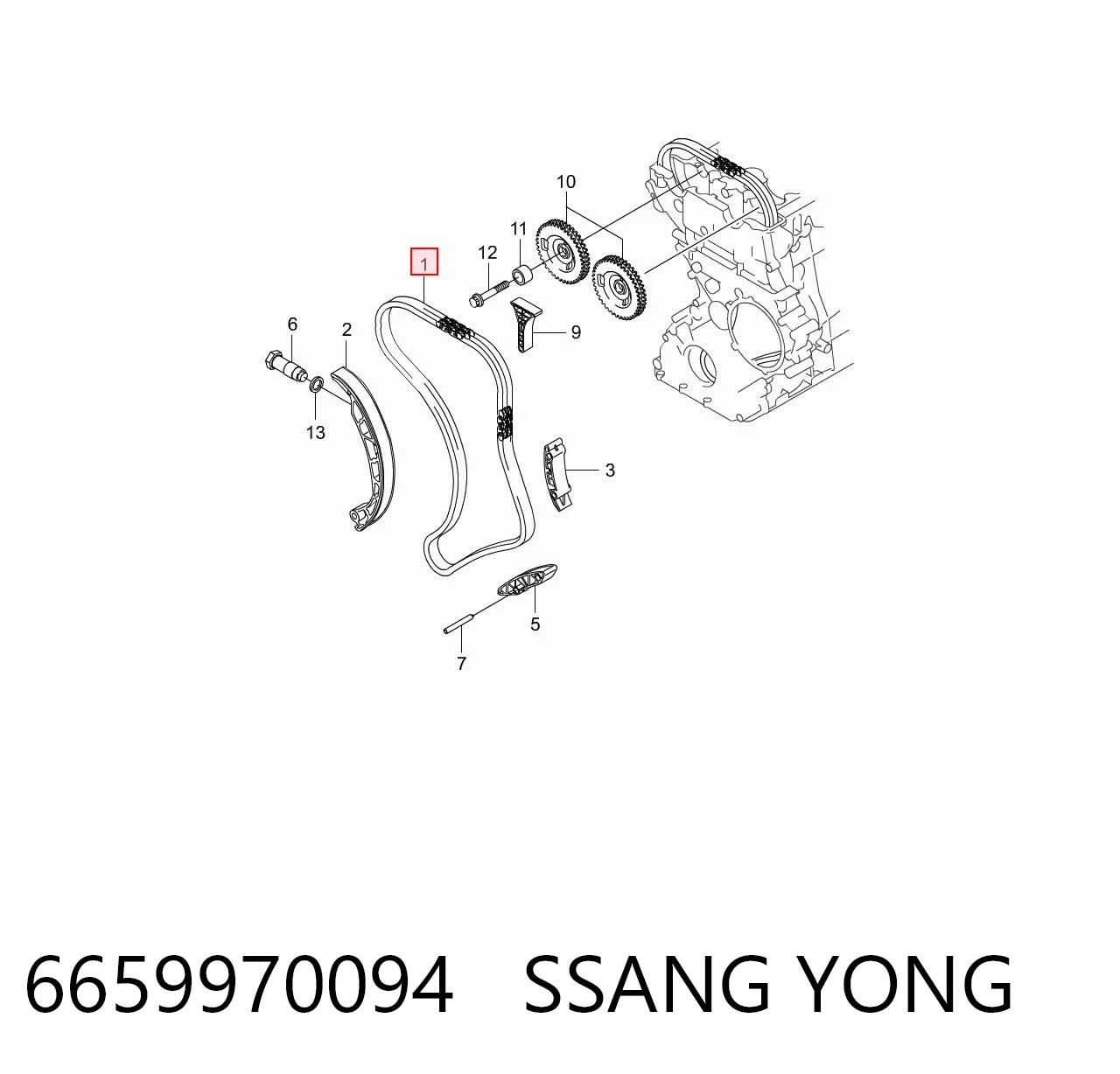 Cadeia do mecanismo de distribuição de gás para SsangYong Rexton W I 