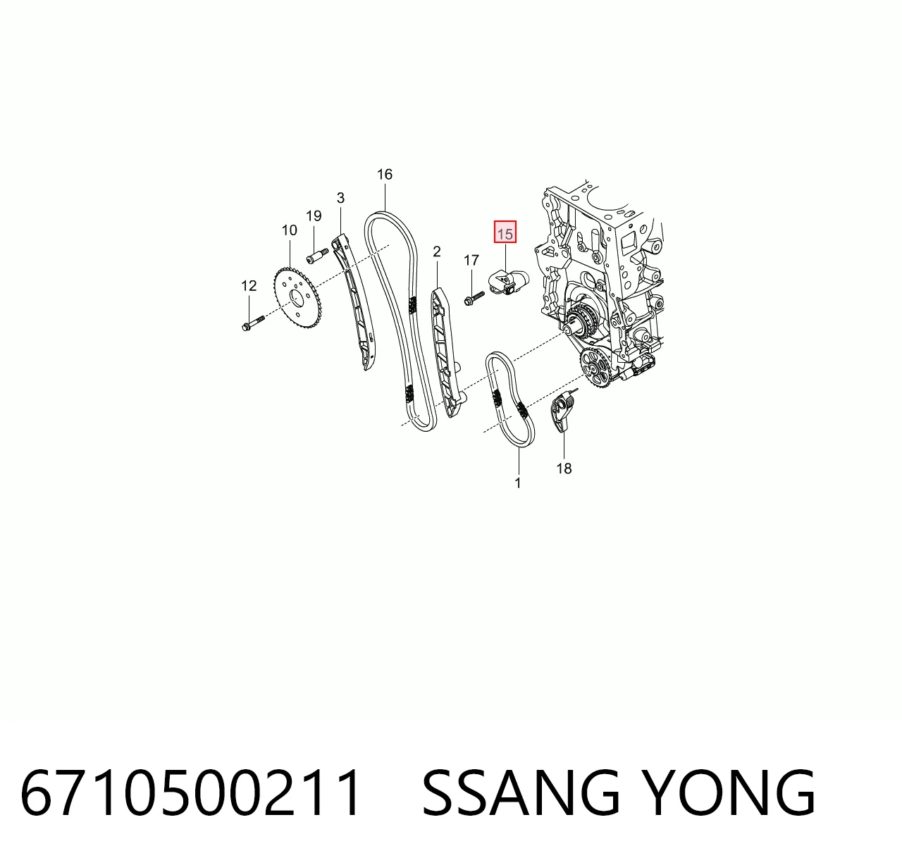 6710500211 Ssang Yong Reguladora de tensão da cadeia do mecanismo de distribuição de gás