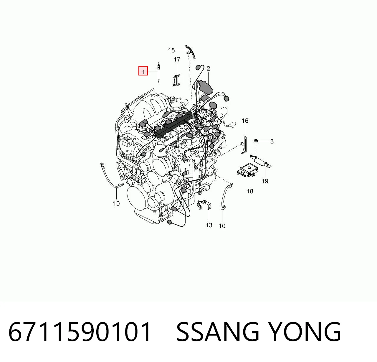 6711590101 Ssang Yong Vela de incandescência