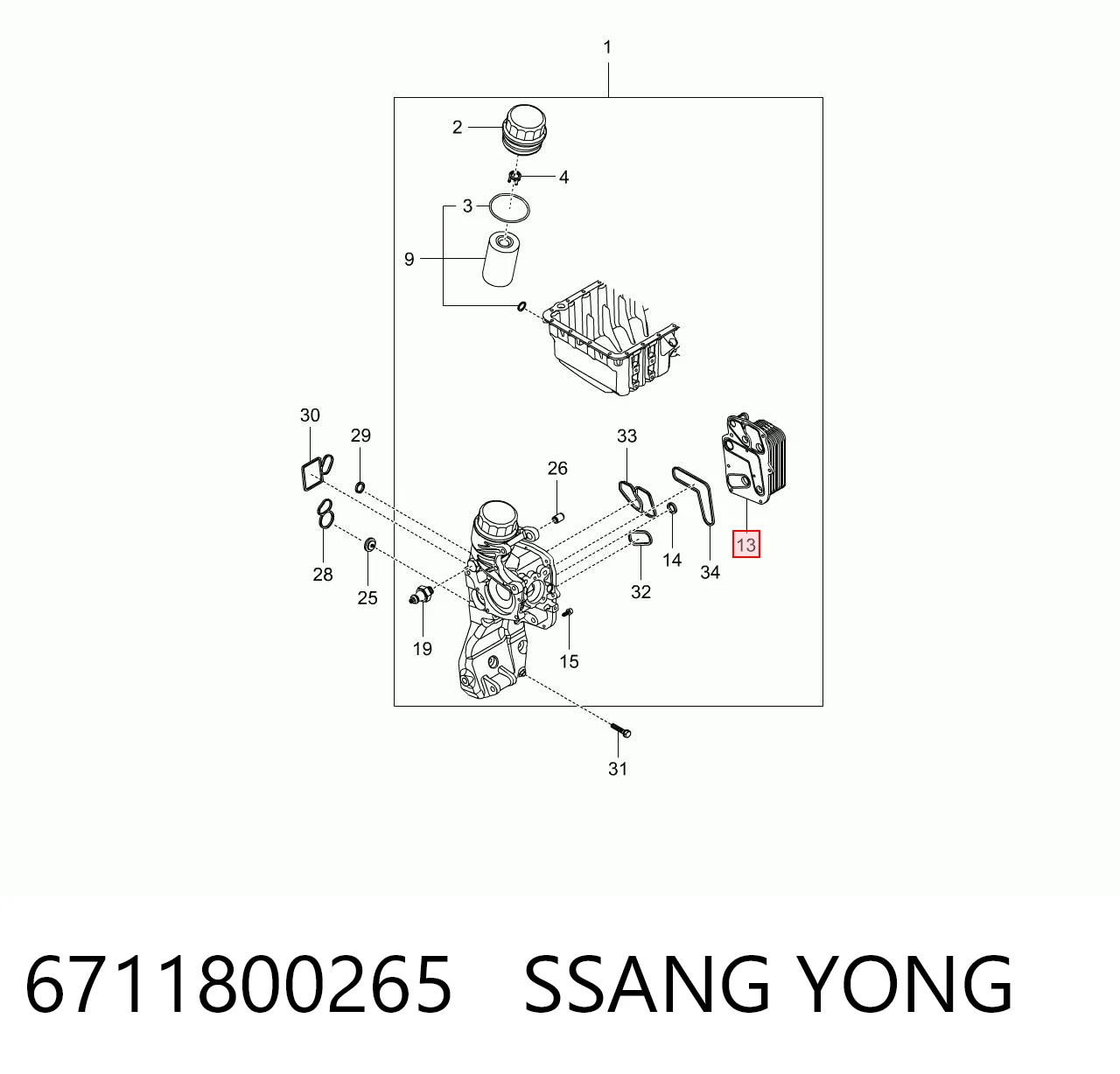 6711800265 Ssang Yong Radiador de óleo