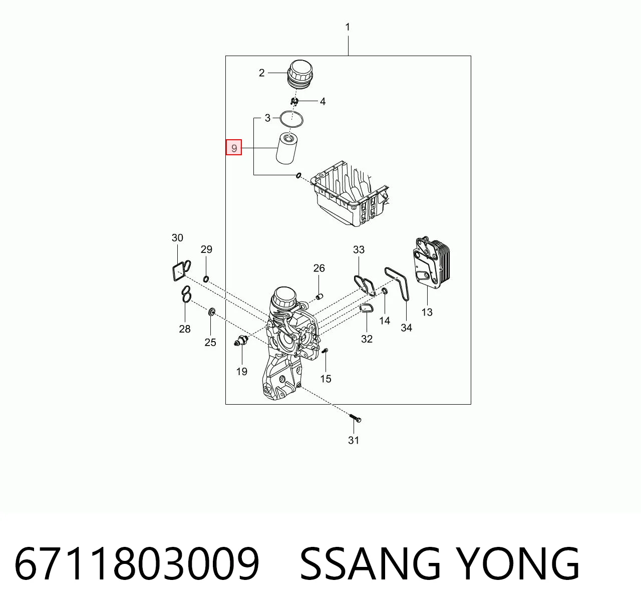 6711803009 Ssang Yong Filtro de óleo