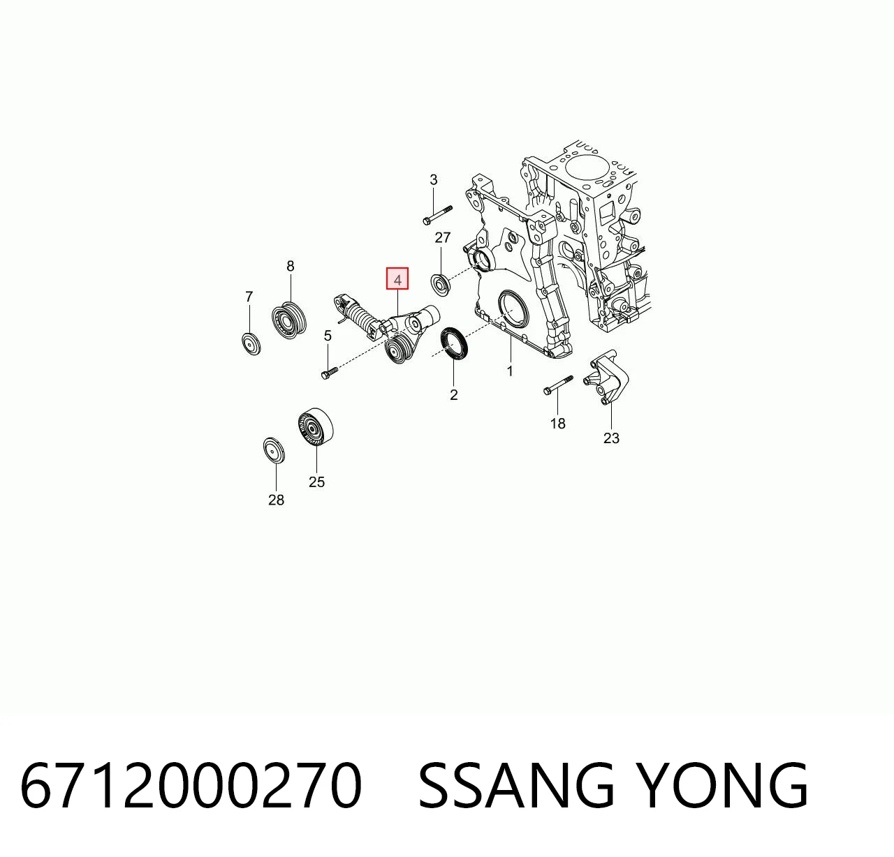 6712000270 Ssang Yong Reguladora de tensão da correia de transmissão