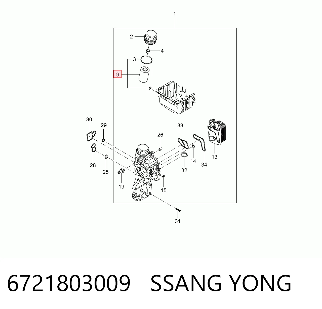 6721803009 Ssang Yong Filtro de óleo