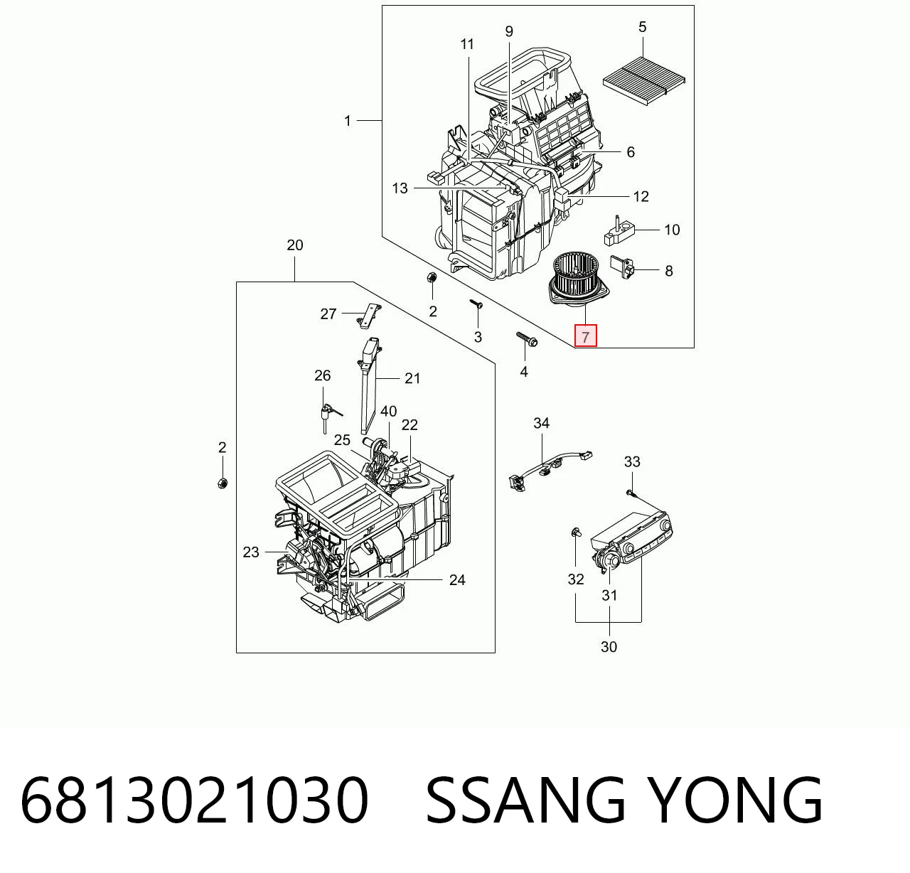 6813021030 Ssang Yong Motor de ventilador de forno (de aquecedor de salão)