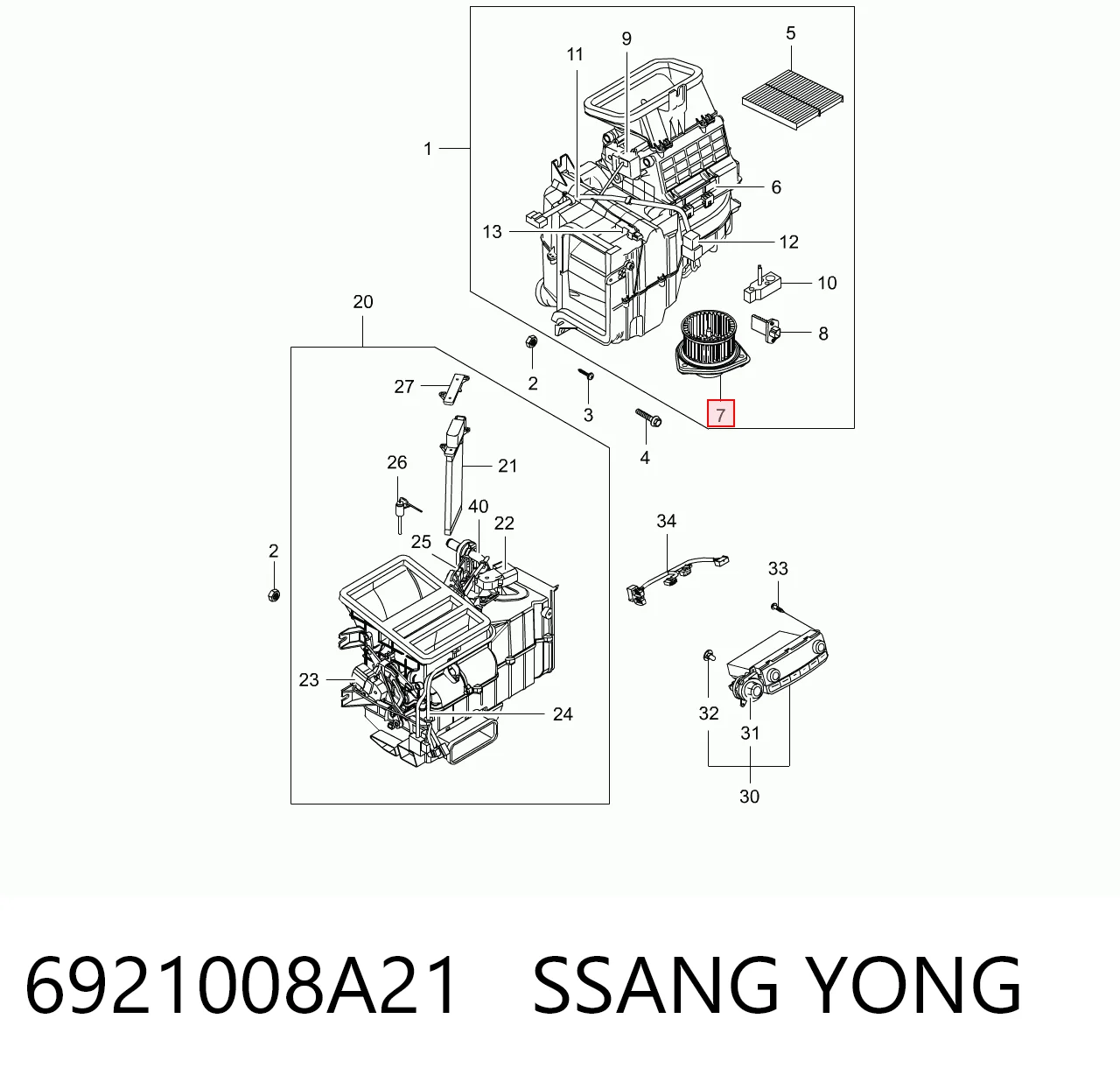 6921008A21 Ssang Yong Motor de ventilador de forno (de aquecedor de salão)